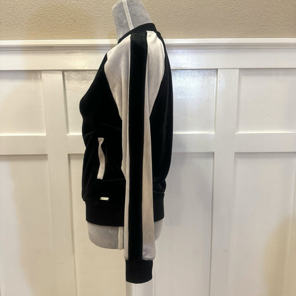 Calvin Klein Women Velour Track Jacket Y2K Style Black/white Size:XS - Picture 4 of 11